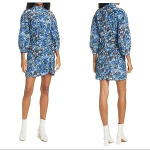 Baum Und Pferdgarten Aaliah Hydrangea Print Long Sleeve Mini Dress